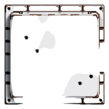 Industrial metal wall block, color #334155 with metallic highlights, metal plate texture with 4 rivets/bolts in corners, slight metallic sheen, solid and indestructible appearance, 32x32 pixels sticker