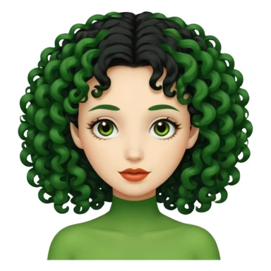 zumbi verde com cabelo cacheado feminina sticker
