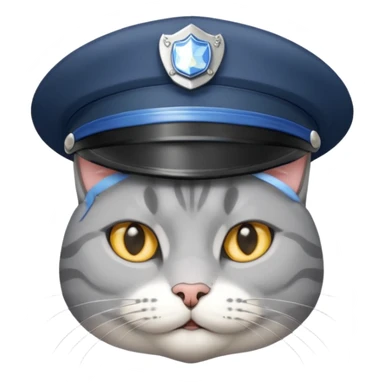 grey cat police sticker