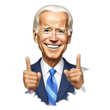 Joe biden making a peace sign wearing tie dye sticker