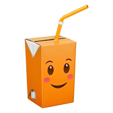 orange juice box with a straw, simple and iconic, bright colors, minimal details sticker