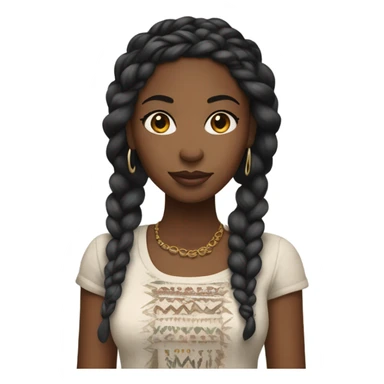 black woman with black boho braids and trendy style sticker