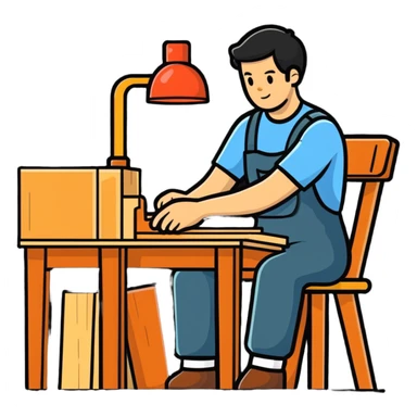 woodworker crafting furniture sticker