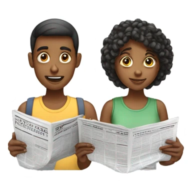 a young man and a young lady reading news sticker