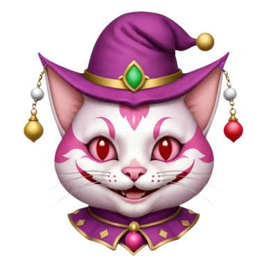 court jester cat medieval, poker card joker, pink, face only sticker