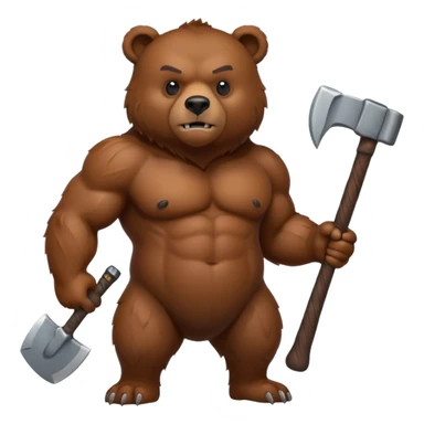 a muscled bear with an axe  sticker