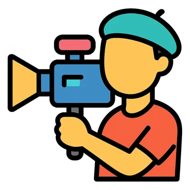 cinéaste tenant une caméra sticker