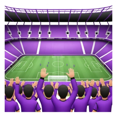 Huge fanclub in a purple soccer stadium cheering sticker