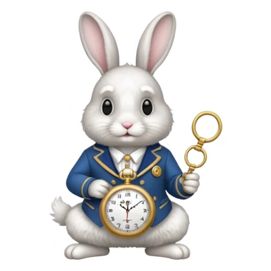 Rabbit holding watch sticker