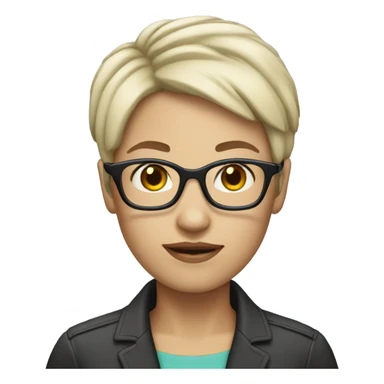 white woman short hair glasses sticker