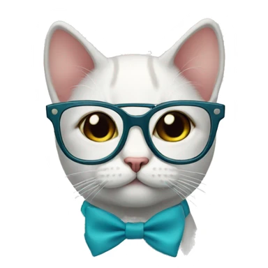 cat with glasses and a bow sticker