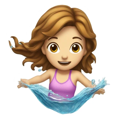 girl fish with brown hair jumping out of water sticker