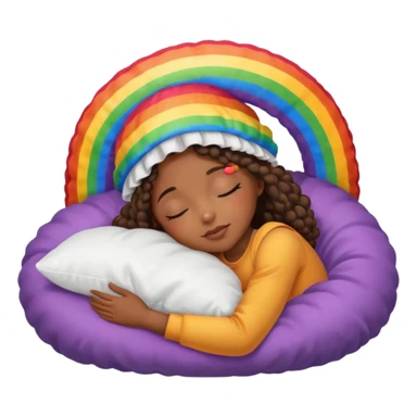 Black girl with rainbow bonnet on sleeping on pillow sticker