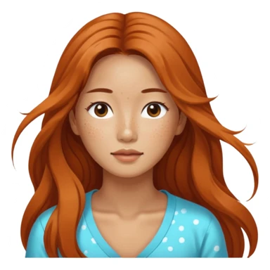 Korean woman 30 with beach long hair freckles sticker