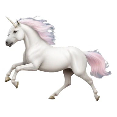 Fullbody realistic four-legged White unicorn with pastel color mane galloping sticker