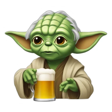 Yoda buvant une bière sticker