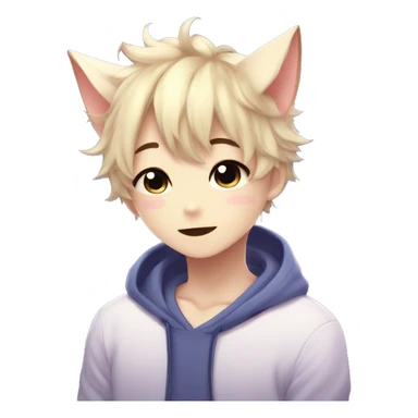 Cute Kawaii Beautiful Gorgeous Sparkly Shin Blushing Anime Style Catboy sticker