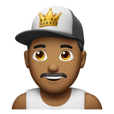 Chico con gorra serio con un tatuaje de corona en la mejilla  sticker