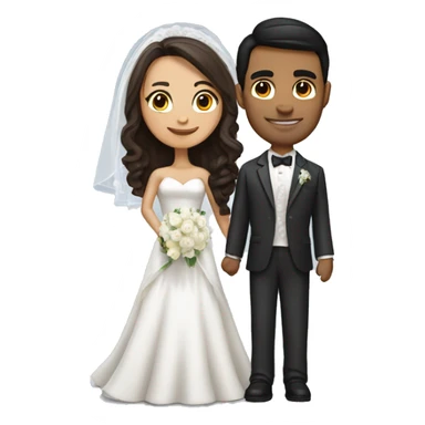 dark brown haired bride with a tall latino groom  sticker