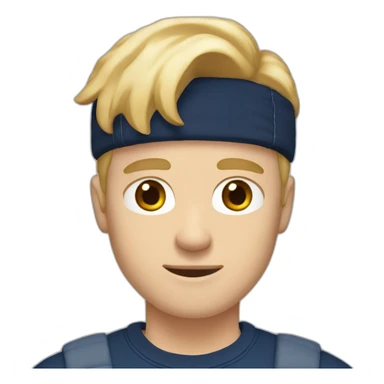 26 year old white British male with blonde hair wearing a navy blue t-shirt, blue jeans and white sneakers sticker