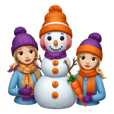 people making a snowman sticker