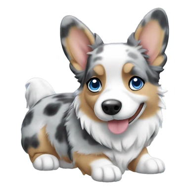 Blue Merle corgi with blue eyes no tail sticker