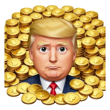 President Trump surrounded by gold coins sticker
