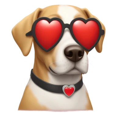 Dog wearing heart sunglasses sticker