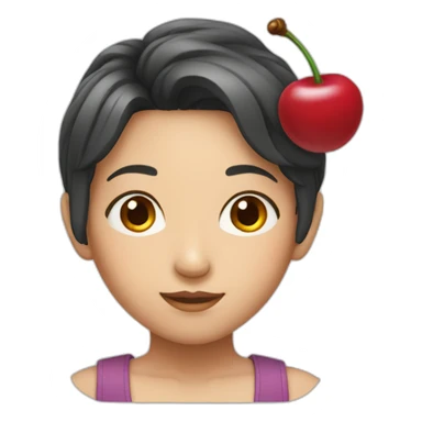 asian girl with cherry hair sticker