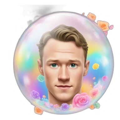Jonathan Toews inside a rainbow bubble with pastel roses sticker