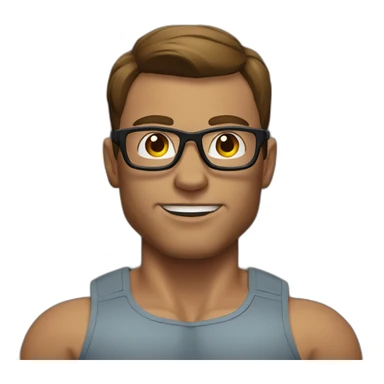 bodybuilder with brown hair and glasses without beard and clothes  sticker
