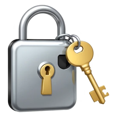 A chrome silver lock and key emoji, smooth metallic surfaces, glossy reflections, luxury swag vibe, minimal iOS emoji style, centered on clean white background sticker