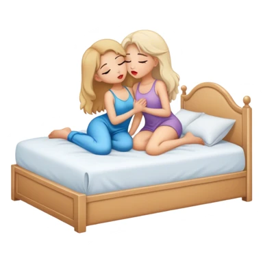 Two girls full body kissing sfw in the bed sticker