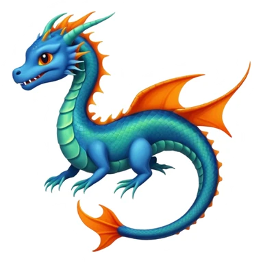 Blue and green sea Dragon with a firey orange tom cat sticker