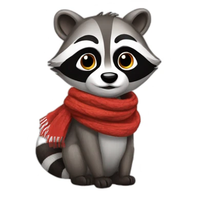 Little Racoon with canadian scarf sticker