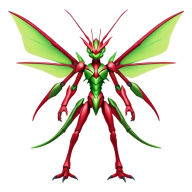 Colorful Cool Edgy Shiny Futuristic Ethereal Legendary Scizor-Scyther-Digimon-hybrid full body sticker