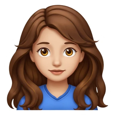 EMOJI IOS SOLO CARA NIÑA PELO LARGO, ONFULADO, MARRON, Y OJOS MARRONES sticker