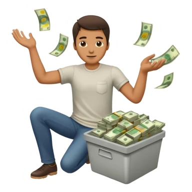 A man throwing money away sticker