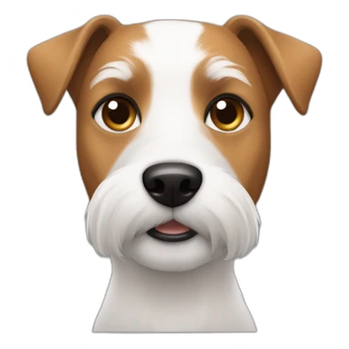 Man with modern hair cut white no tshirt with jack russell terrier dog sticker