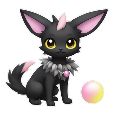Dark Black Punk Kawaii Eeveelution-Cute-Pokémon-fusion with a cute pastel collar full body sticker