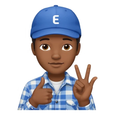 Emoji of a young man with dark hair, wearing a blue cap and a white flannel shirt, the young man is making a "like" gesture with his right hand sticker