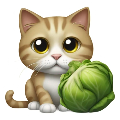 Sad cat eating Brussels sprouts sticker