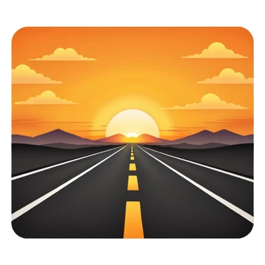 road with sunset sticker
