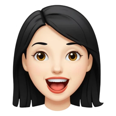 white woman with black hair, open mouth sticker