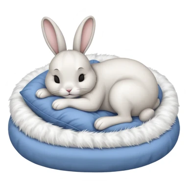 cartoon rabbit sleeping soundly in a bed sticker