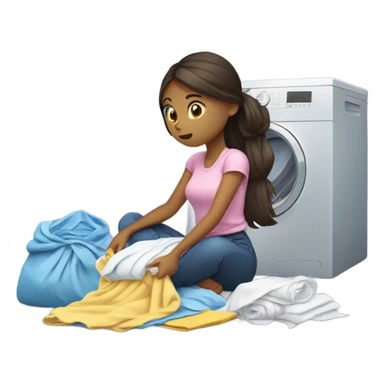  girl folding laundry sticker