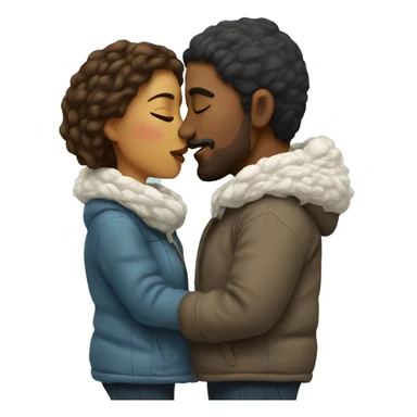 Winter couple kissing sticker
