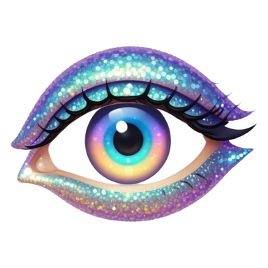 Iridescent big giant glistening glossy sparkly shiny glittery eyes sticker