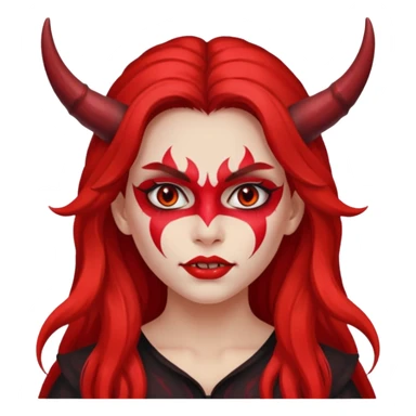 a long-haired red face paint devil girl  sticker