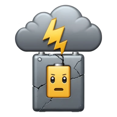 broken battery with a gray cloud above it deppression
 sticker